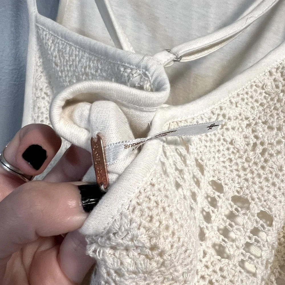 NWOT FREE PEOPLE CROCHET FLARE JUMPSUIT - Picture 3 of 9